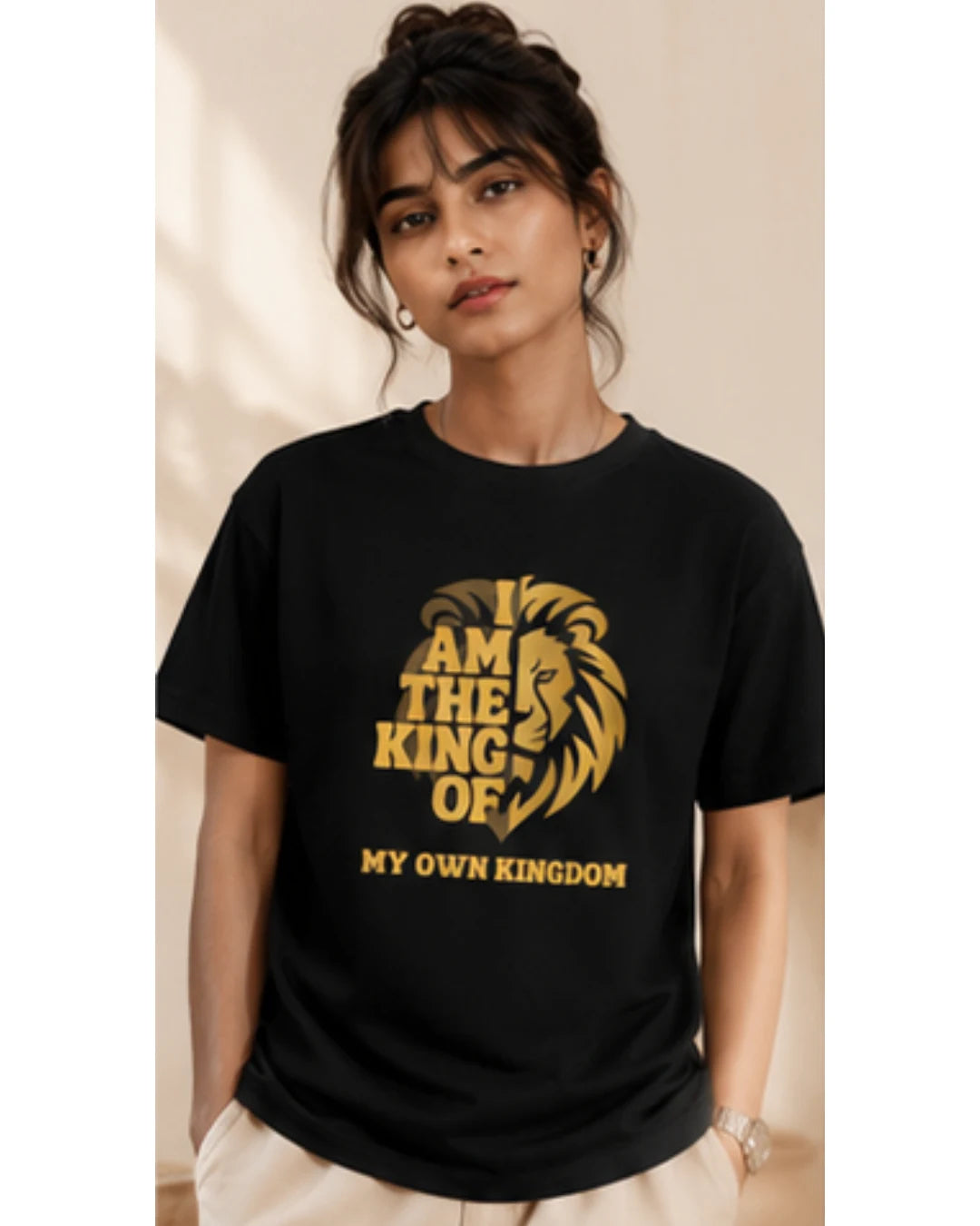Lion Print Cotton T-Shirt – Fierce Graphic Tee, Casual Everyday Wear, Animal Lover Gift