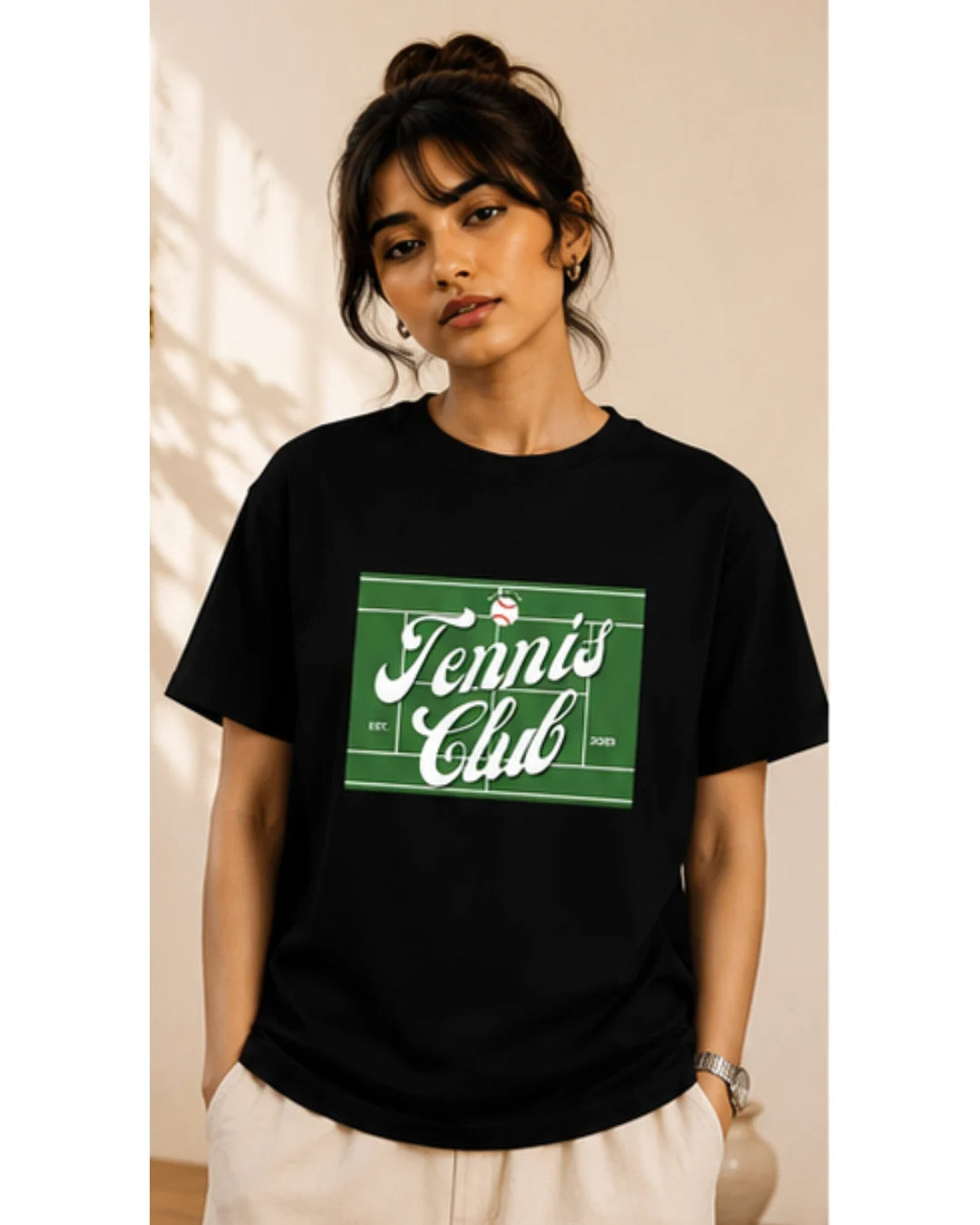 Tennis Club Graphic T-Shirt – Premium Cotton Unisex Tee | Wolf Aura C