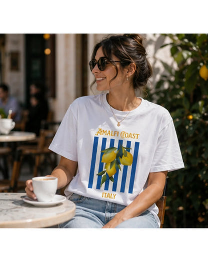 Amalfi Coast Graphic T-Shirt | Aesthetic Summer Tee for Men & Women | Wolf Aura Co