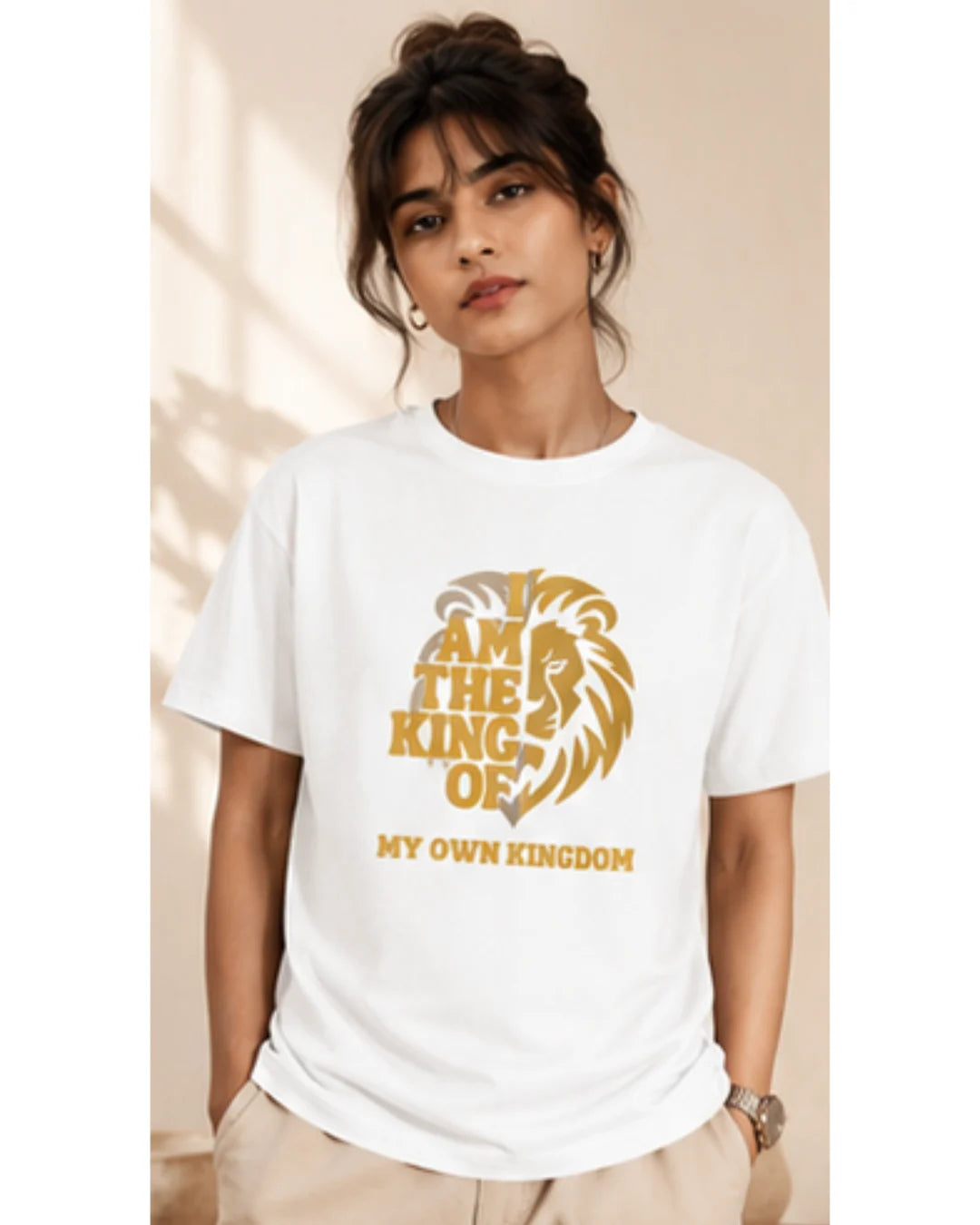 Lion Print Cotton T-Shirt – Fierce Graphic Tee, Casual Everyday Wear, Animal Lover Gift