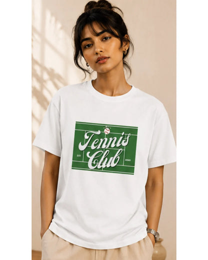 Tennis Club Graphic T-Shirt – Premium Cotton Unisex Tee | Wolf Aura C