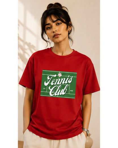 Tennis Club Graphic T-Shirt – Premium Cotton Unisex Tee | Wolf Aura C