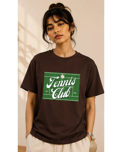 Tennis Club Graphic T-Shirt – Premium Cotton Unisex Tee | Wolf Aura C