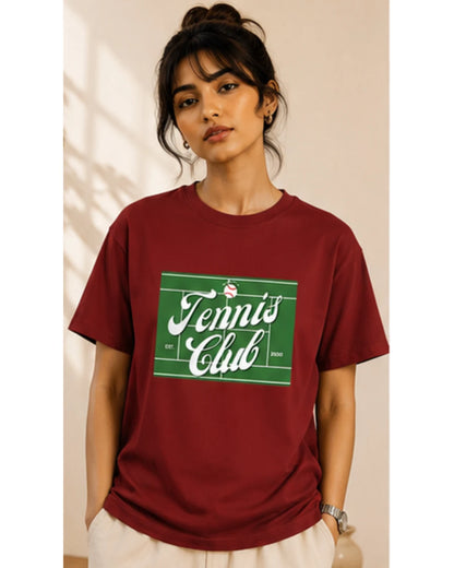 Tennis Club Graphic T-Shirt – Premium Cotton Unisex Tee | Wolf Aura C