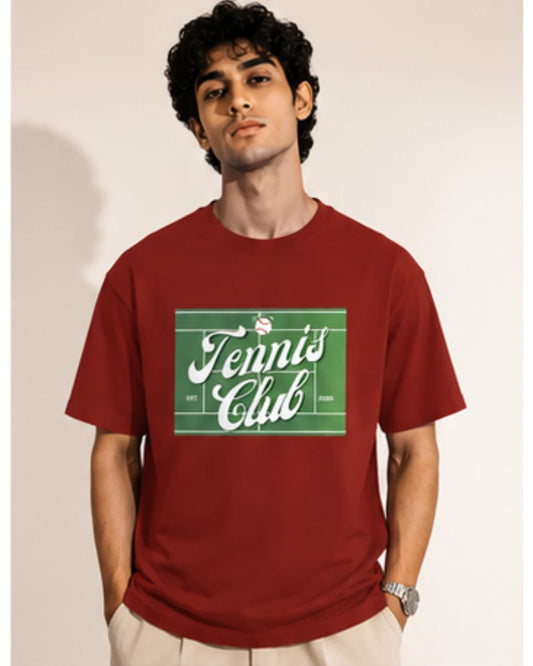 Tennis Club Graphic T-Shirt – Premium Cotton Unisex Tee | Wolf Aura C