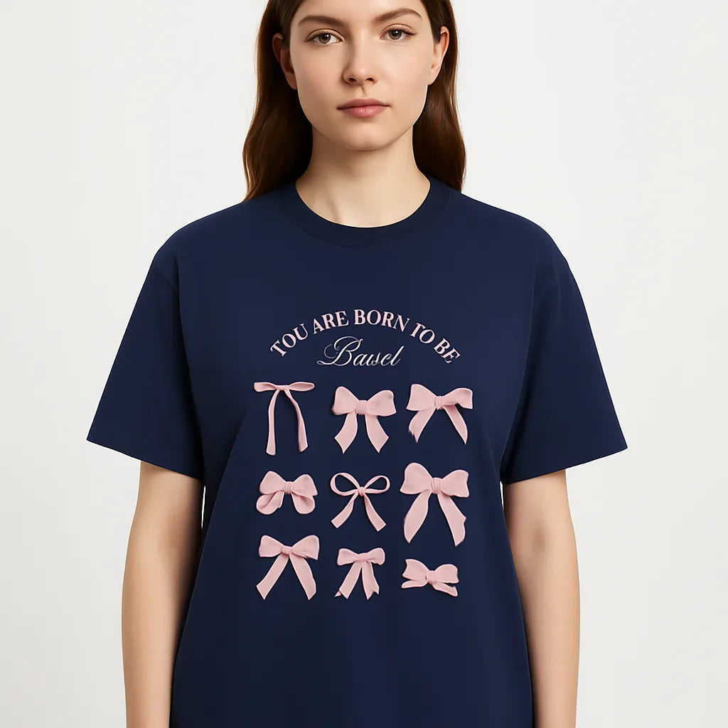 Pink Bow Crewneck Sweatshirt – “You Are Born to Be Loved” Graphic Pullover, Cozy Gift for Her, Birthday & Casual Wear