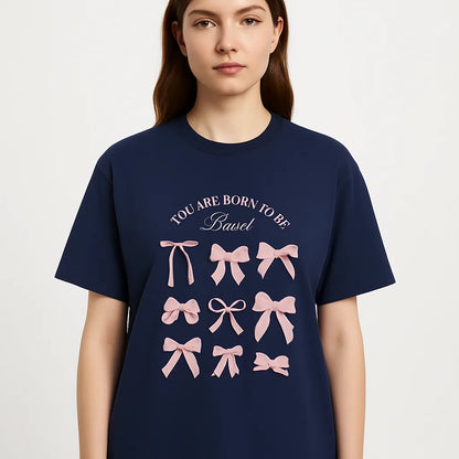 Pink Bow Crewneck Sweatshirt – “You Are Born to Be Loved” Graphic Pullover, Cozy Gift for Her, Birthday & Casual Wear